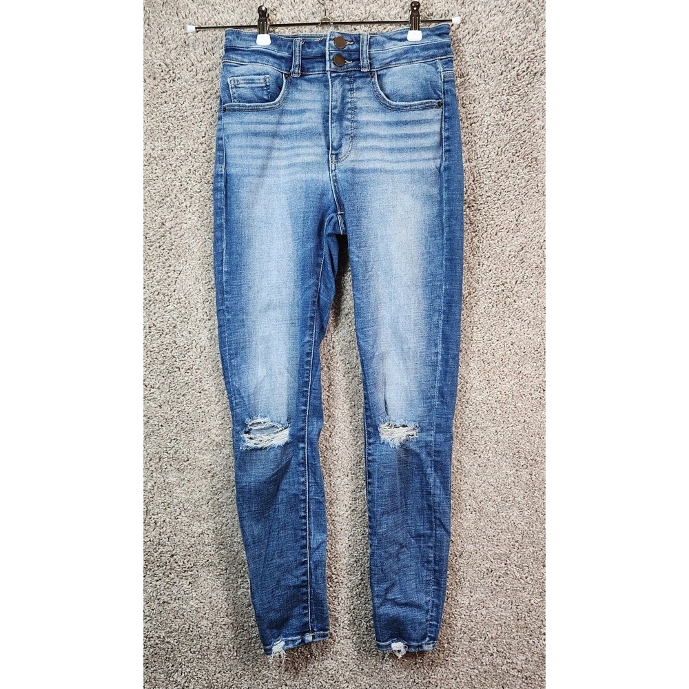 BKE Billie Ankle Skinny Jeans Womens 26 (Fits 26x26.5) Blue Distressed Slim Fit